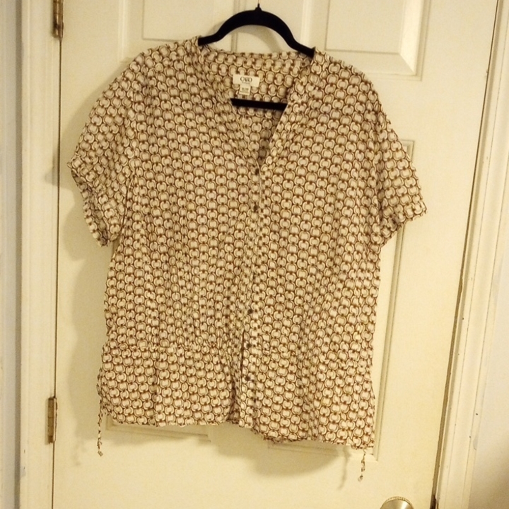 Cato Cream and Brown Patterned Blouse